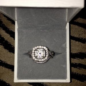 Sterling Sliver Diamond Engagement Ring
